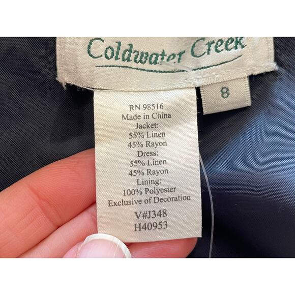 NWT Coldwater Creek Navy Linen Blend Embroidered Blazer / Jacket & Tank Set, 8 - Picture 8 of 15